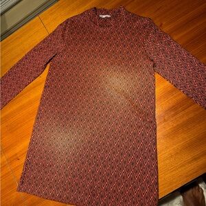 Geometric Patterned Long Sleeve Dress